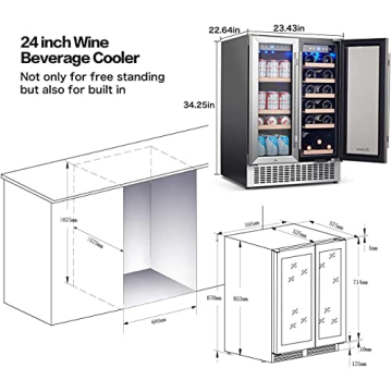 AAOBOSI 24'' Wine Beverage Cooler Dual Zone 19 Bottles