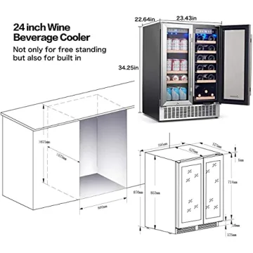 AAOBOSI 24'' Wine Beverage Cooler Dual Zone 19 Bottles