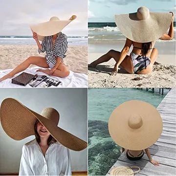 Oversized Beach Straw Hats for Women - Packable Summer Fashion