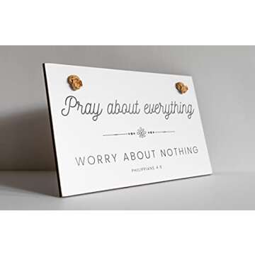 Marvin Gardens Designs Farmhouse Style Bible Verse Wall Decor Wood Sign 9.5 x 5.5 Inch Wood Made in The USA (Pray About Everything (White), 9.5 x 5.5)