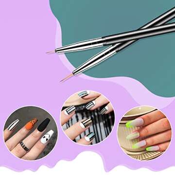Artdone Nail Dotting Tools 6PCS Double-ended Nail Art Brushes Kit Nail Art Gel Polish Liner Brushes Design Pen For Nail Drawing And Nail Paint Brushes Small Detail Brushes.