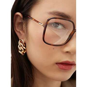 BIGGY Oversized Square Blue Light Blocking Glasses - Ultralight Anti Eyestrain | Reduce Eye Strain Nerd Glasses, Reading book/TV/Computer/Gaming Frames for Women Men, Anti UV (rectangle leopard)