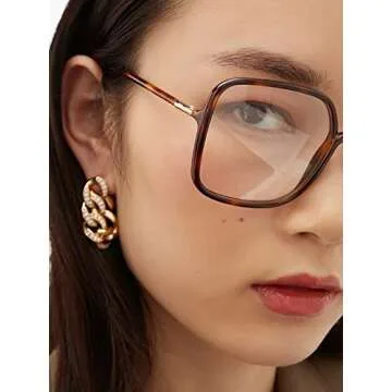 BIGGY Oversized Square Blue Light Blocking Glasses - Ultralight Anti Eyestrain | Reduce Eye Strain Nerd Glasses, Reading book/TV/Computer/Gaming Frames for Women Men, Anti UV (rectangle leopard)