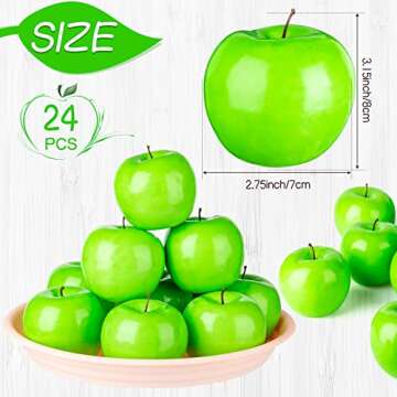 24 Pcs Artificial Apples Fake Fruit Artificial Fruits Faux Apples Foam Plastic Realistic Apple Simul...