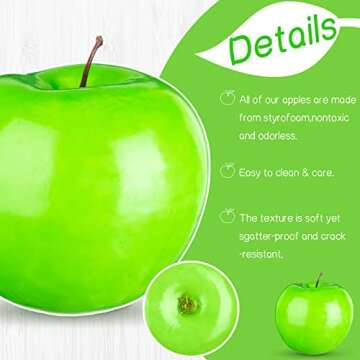 24 Pcs Artificial Apples Fake Fruit Artificial Fruits Faux Apples Foam Plastic Realistic Apple Simulation Lifelike Foam Apple Decor Party Props for Kitchen Home House Photography Decoration (Green)