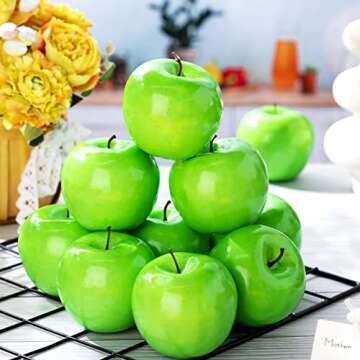 24 Pcs Artificial Apples Fake Fruit Artificial Fruits Faux Apples Foam Plastic Realistic Apple Simulation Lifelike Foam Apple Decor Party Props for Kitchen Home House Photography Decoration (Green)