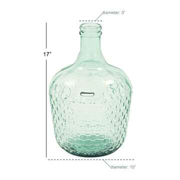 Deco 79 Recycled Glass Decorative Vase Spanish Bottle Centerpiece Vase with Bubble Texture, Flower Vase for Home Decoration 10" x 10" x 17", Blue