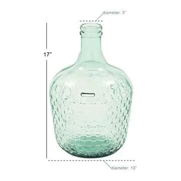 Deco 79 Recycled Glass Decorative Vase Spanish Bottle Centerpiece Vase with Bubble Texture, Flower Vase for Home Decoration 10" x 10" x 17", Blue