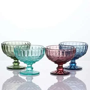 VanEnjoy Vintage Ice Cream Cups Set - Elegant Glass Bowls