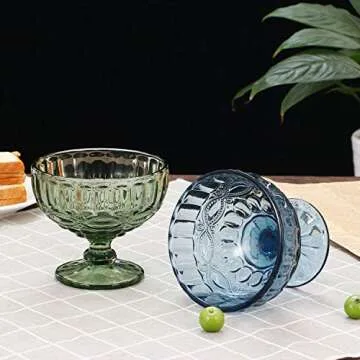 VanEnjoy Vintage Ice Cream Cups Set - Elegant Glass Bowls