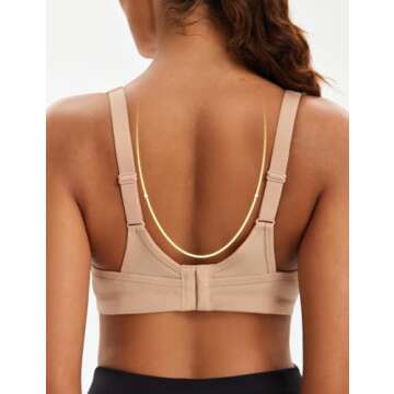 ZeroBound Women's Sports Bra High Impact Large Bust Full Coverage Workout Bras Adjustable Wirefree NO Padded Nude