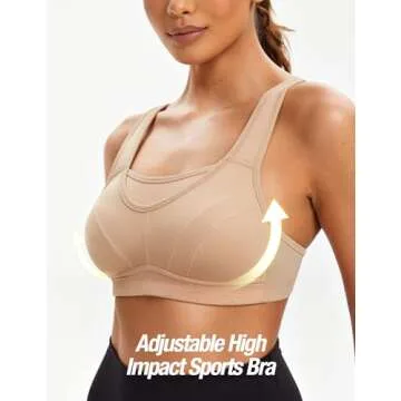 ZeroBound Women's Sports Bra High Impact Large Bust Full Coverage Workout Bras Adjustable Wirefree NO Padded Nude