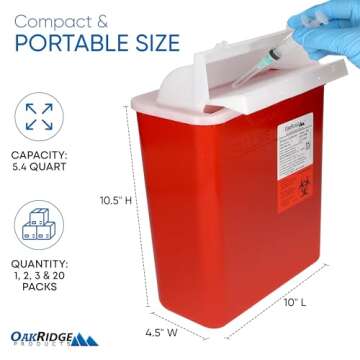 Oakridge Products 5 Quart Sharps Container 2-Pack for Safe Needle Disposal