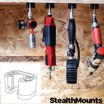 StealthMounts Locking Air Tool Holder - Ultimate 5 Pack for Pneumatic Tool Organization