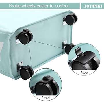 TOTANKI 22" Rolling Slim Laundry Basket with Handle on Wheels, Foldable Laundry Hamper, Collapsible Laundry Sorter and Organizer, Tall Storage Basket Bin (Light Blue)