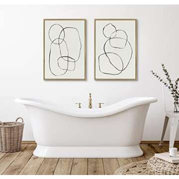 Kate and Laurel Sylvie Modern Circles and Going in Circles Framed Linen Textured Canvas Wall Art Set...
