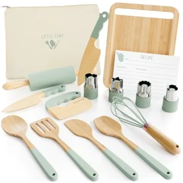 Wooden Cooking & Baking Set for Kids - Safe Real Kitchen Tools for Fun, Lasting Memories