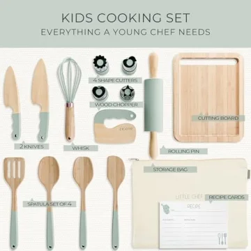 Wooden Cooking Set for Kids - Safe Tools for Little Chefs