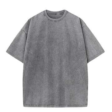 3 Pcs Oversized T-Shirts Heavy Cotton Washed Summer Vintage Tee Loose Fit Short Sleeve Casual Shirts for Men Women (E,L)