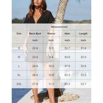 Avidlove Swimsuit Cover Ups for Women Swimwear Beach Coverup Sheer Sexy V-Neck Summer Vacation Beachwear A Black