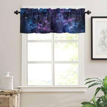 Zadaling Valance Curtain for Kitchen,Galaxy Star Nebula Space Starry Sky Window Valance for Living Room Scroll,Rod Pocket Valances for Bedroom Decor,Window Treatment Valance 1 Panel 18" x 54"