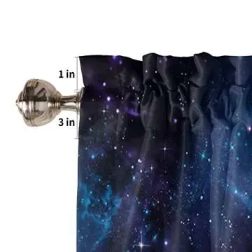 Zadaling Valance Curtain for Kitchen,Galaxy Star Nebula Space Starry Sky Window Valance for Living Room Scroll,Rod Pocket Valances for Bedroom Decor,Window Treatment Valance 1 Panel 18" x 54"