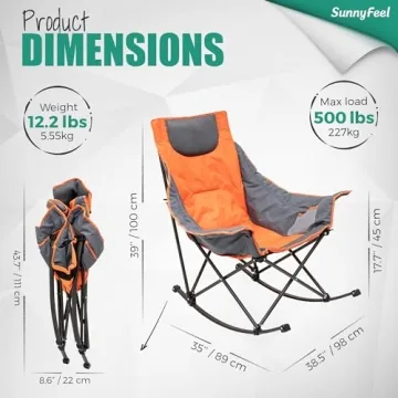 SUNNYFEEL Oversized Rocking Camping Chair for Ultimate Comfort
