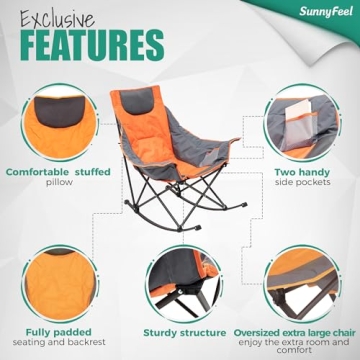SUNNYFEEL Oversized Rocking Camping Chair for Ultimate Comfort