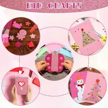 10 Pack Pink Glitter Foam Sheets Craft 8 x 12 inch, 5 Colors Sparkles Foam Paper for Art Crafts Projects, Classrooms Scrapbook DIY Cutters Card Party Decoration