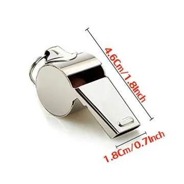 Hipat Stainless Steel Sports Whistles 2 Pack with Lanyard