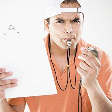 Hipat Stainless Steel Sports Whistles 2 Pack with Lanyard