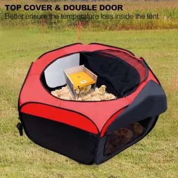Brooder Box for Chick Starter Kit, Pop-Up Baby Chicken Brooder Pen/Playpen/Tent, Perch Up to 17 Chicks, Kit with Adjustable Heating Plate, Storage Bag, Top Cover, Fixed Pegs, Waterproof Mat