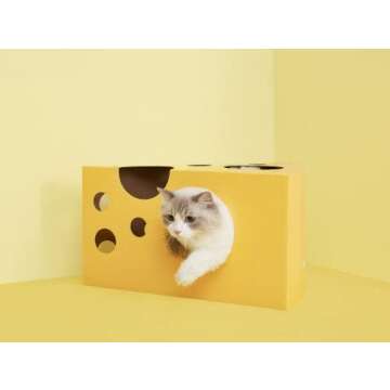 VETRESKA Cheese Cat Condo House Cat Cardboard Scratcher, Cat Bed with Scratching Pad Scratch Box, Scratcher Bed, Lounge, Scratching Mat, Toy for Having Fun