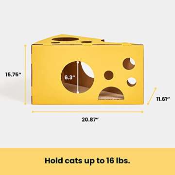VETRESKA Cheese Cat Condo House Cat Cardboard Scratcher, Cat Bed with Scratching Pad Scratch Box, Scratcher Bed, Lounge, Scratching Mat, Toy for Having Fun