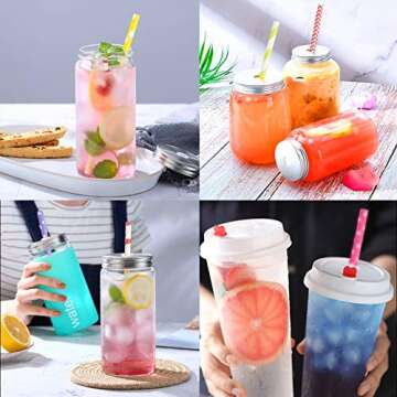 HAKACC Eco-Friendly Paper Straws - 10 Fun Patterns for Parties
