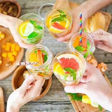 HAKACC Eco-Friendly Paper Straws - 10 Fun Patterns for Parties