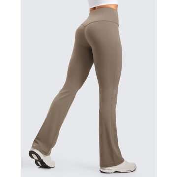 CRZ YOGA Womens Butterluxe High Waist Flare Pants 32 Inches - Yoga Bootcut Wide Leg with Pocket Lounge Nomad Grey Small