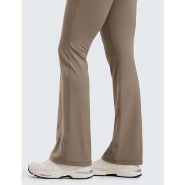 CRZ YOGA Womens Butterluxe High Waist Flare Pants 32 Inches - Yoga Bootcut Wide Leg with Pocket Lounge Nomad Grey Small