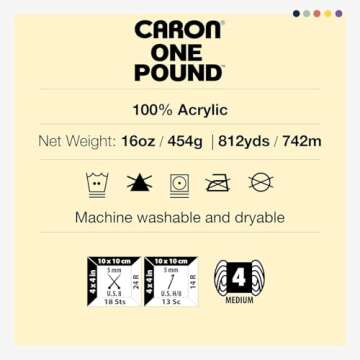 Caron One Pound Solids Yarn, 16oz, Gauge 4 Medium, 100% Acrylic - Black- For Crochet, Knitting & Cra...