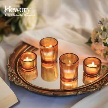 Hewory 8-Pc Vintage Glass Tealight Candle Holder Set