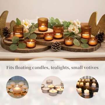 Hewory 8-Pc Vintage Glass Tealight Candle Holder Set