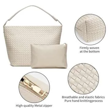 Chic Woven Vegan Leather Tote for Women