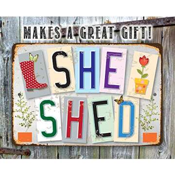 She Shed Sign - She Shed - Metal Sign - Indoor/Outdoor Shed Art - She Shed Decor Gift, Funny Birthda...