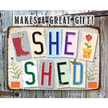 She Shed Sign - She Shed - Metal Sign - Indoor/Outdoor Shed Art - She Shed Decor Gift, Funny Birthda...