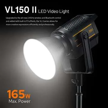 Godox VL150 II LED Video Light,165W 5600K Daylight-Balanced Bowens Mount LED Continuous Light,CRI 96...