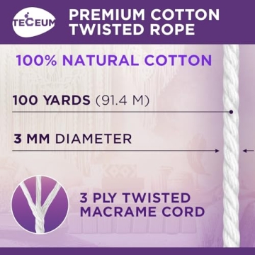 TECEUM 3mm Macrame Cord - All-Purpose Cotton Rope