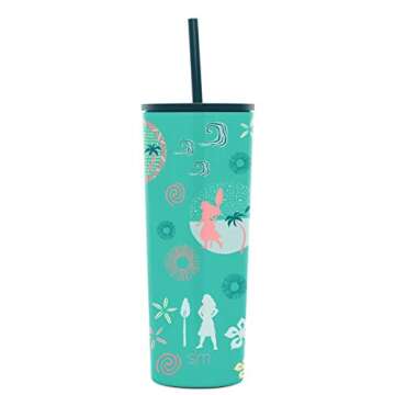 Simple Modern Disney Character Insulated Tumbler Cup with Flip Lid and Straw Lid | Reusable Stainless Steel Water Bottle Iced Coffee Travel Mug | Classic Collection | 24oz Moana Te Fiti Adventure