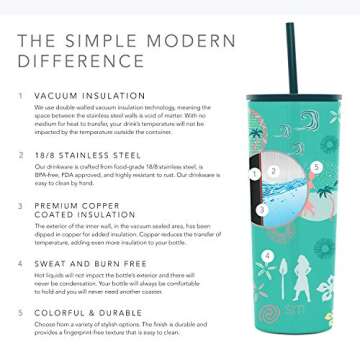 Simple Modern Disney Character Insulated Tumbler Cup with Flip Lid and Straw Lid | Reusable Stainless Steel Water Bottle Iced Coffee Travel Mug | Classic Collection | 24oz Moana Te Fiti Adventure