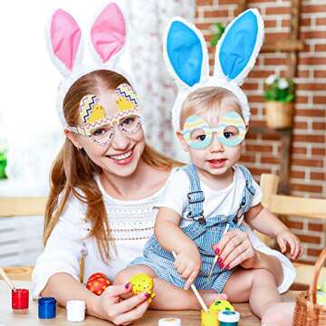 BigOtters 12PCS Easter Party Glasses, Paper Glasses Easter Bunny Ears Funny Glasses for Kids Party Favors Easter Basket Stuffers Decorations Supplies