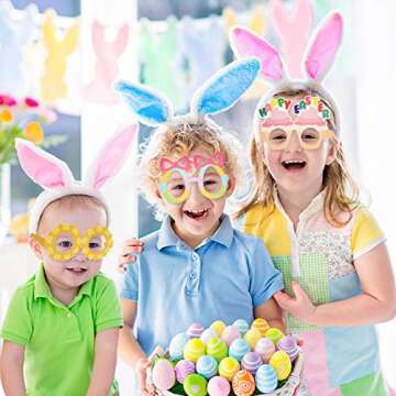 BigOtters 12PCS Easter Party Glasses, Paper Glasses Easter Bunny Ears Funny Glasses for Kids Party Favors Easter Basket Stuffers Decorations Supplies